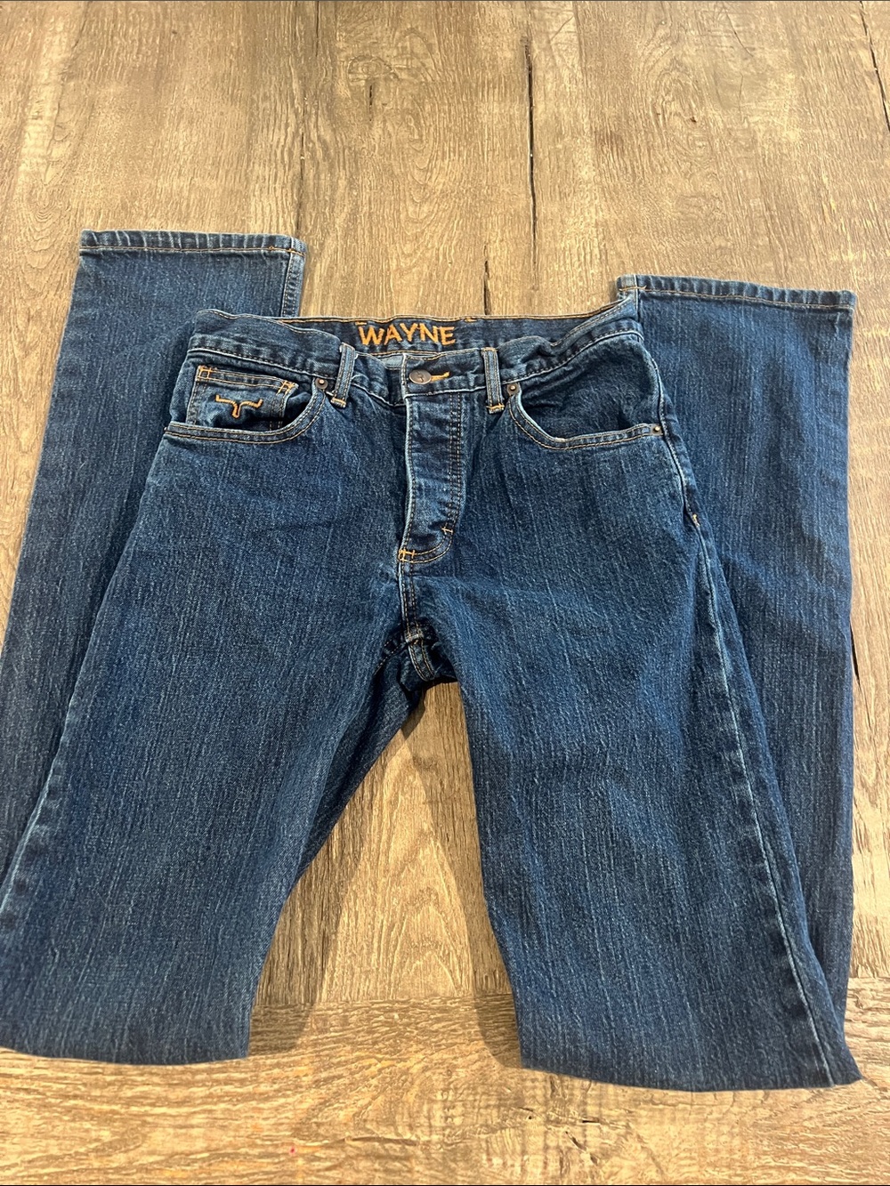 Kimes Ranch Men's Blue Straight Leg Jeans with Button Fly 29x36 - Picture 5 of 7